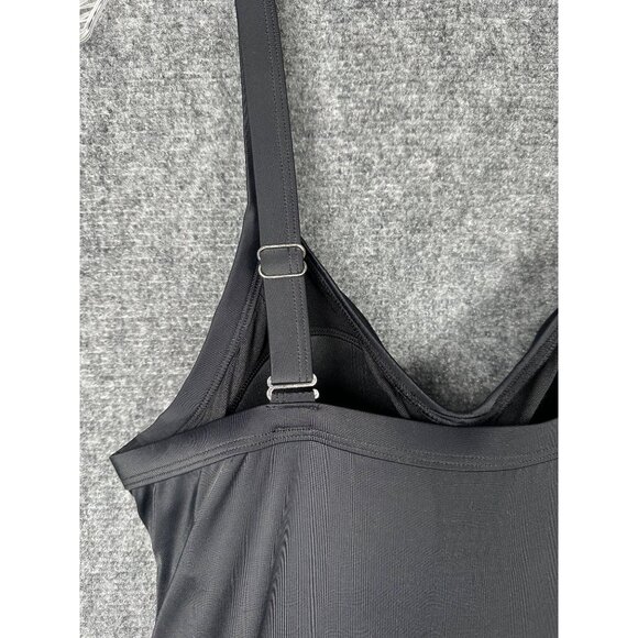 Denim & Co. Beach Regular Sweetheart Twist Front Swim Dress 14 Black Beach Pool - Picture 8 of 16